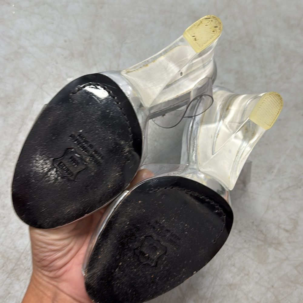 Stylish Silver Wedge Heels with Clear Straps - Stuart Weitzman Heels - Size 8 - Picture 4 of 4